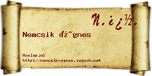 Nemcsik Ágnes névjegykártya